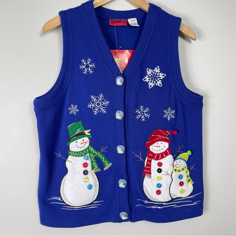 Onque Casuals Snowmen Vest Sz L NWT